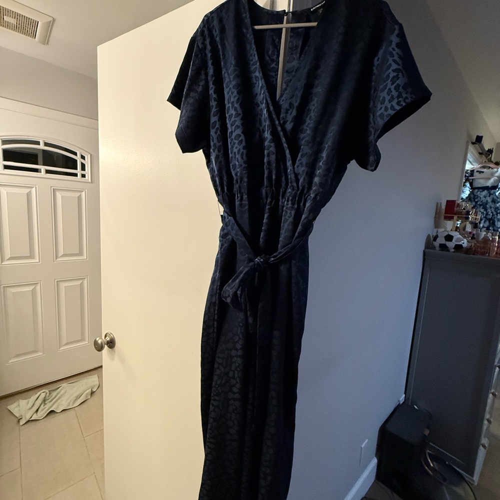 Navy Leopard Print Jumpsuit